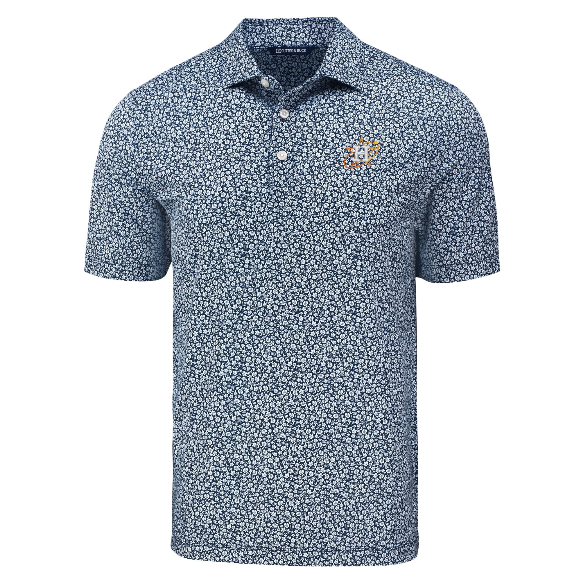 Men's Cutter & Buck Navy Houston Astros Pike Eco Flora Print Recycled Polo - Image 6
