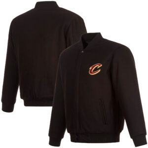 Men's JH Design Black Cleveland Cavaliers Reversible All Wool Full-Snap Jacket