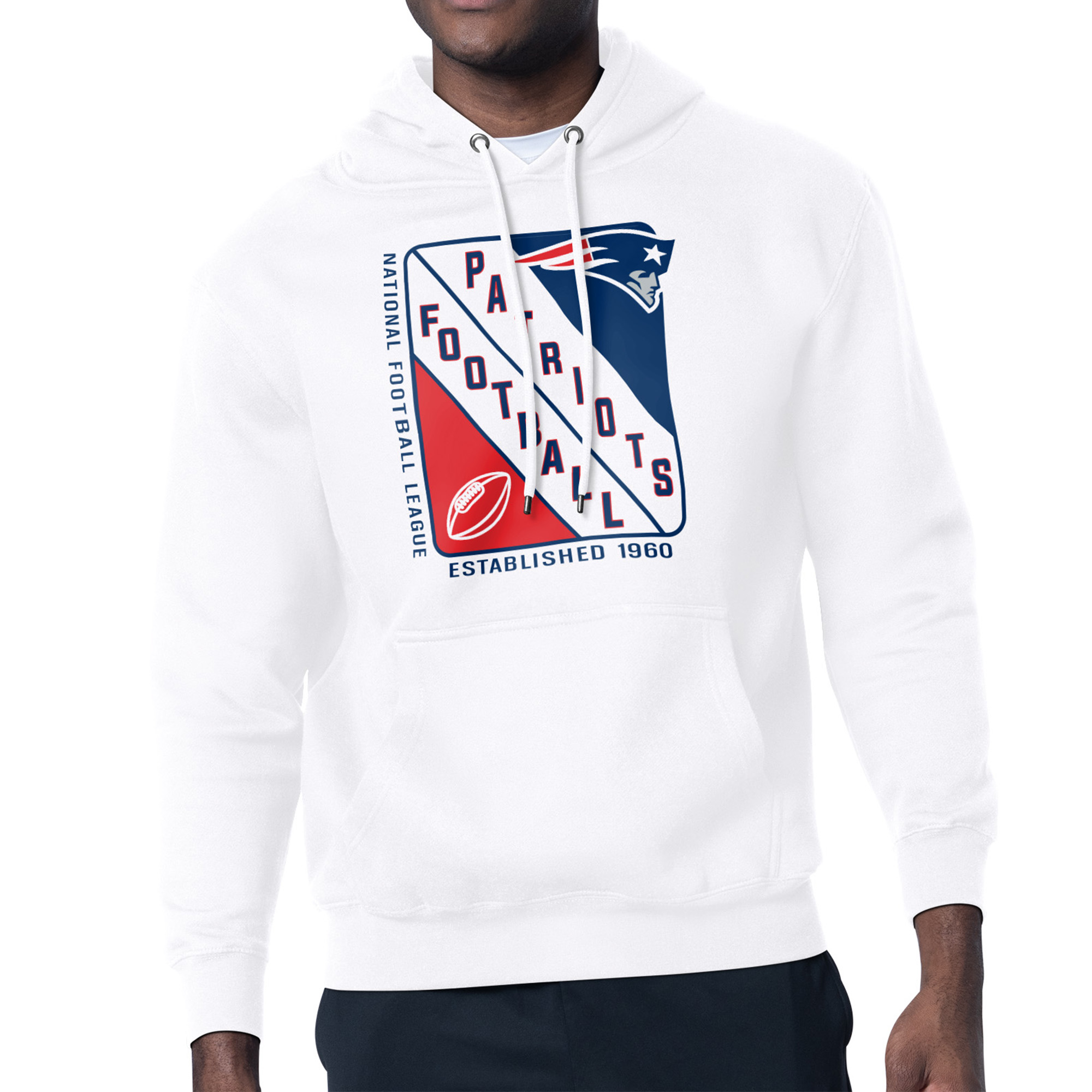 Men's Starter White New England Patriots Shield Logo Pullover Hoodie