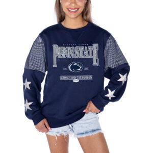 Women's Gameday Couture Navy Penn State Nittany Lions Shining Spirit Fleece Pullover Sweatshirt