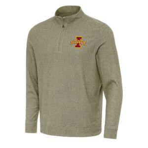 Men's Antigua Olive Iowa State Cyclones Subtle Quarter-Zip Sweatshirt
