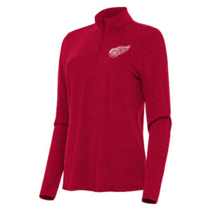 Women's Antigua  Heather Red Detroit Red Wings Bright Quarter-Zip Top