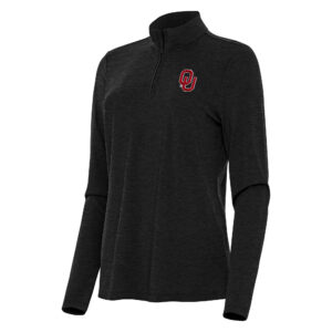 Women's Antigua  Heather Black Oklahoma Sooners Bright Quarter-Zip Top