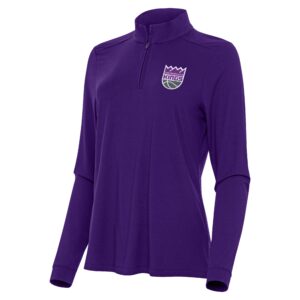 Women's Antigua Purple Sacramento Kings Intent Quarter-Zip Top
