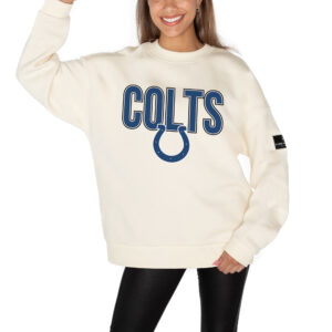 Women's Gameday Couture  Cream Indianapolis Colts Premium Fleece Drop Shoulder Pullover Sweatshirt