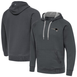 Men's Antigua Charcoal New England Patriots Victory Pullover Hoodie