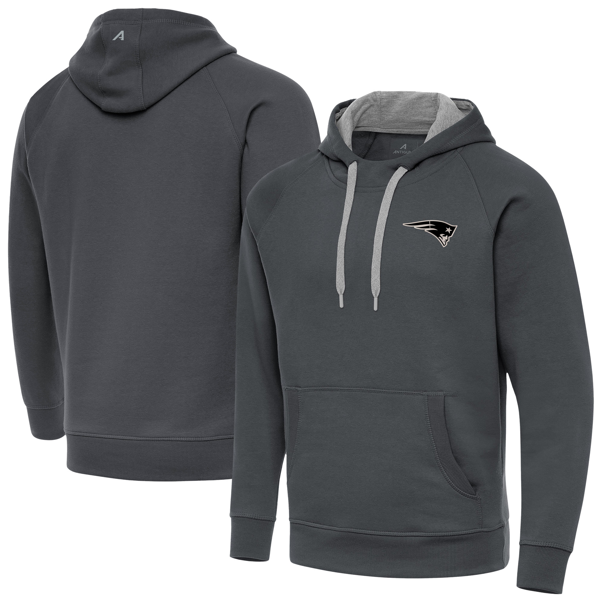 Men's Antigua Charcoal New England Patriots Victory Pullover Hoodie