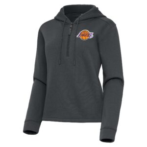 Women's Antigua  Pewter Los Angeles Lakers Contemporary Quarter-Zip Hoodie