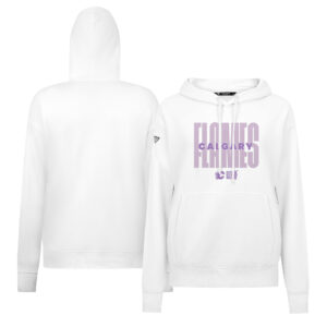 Women's Levelwear White Calgary Flames Adorn Persevere Pullover Hoodie
