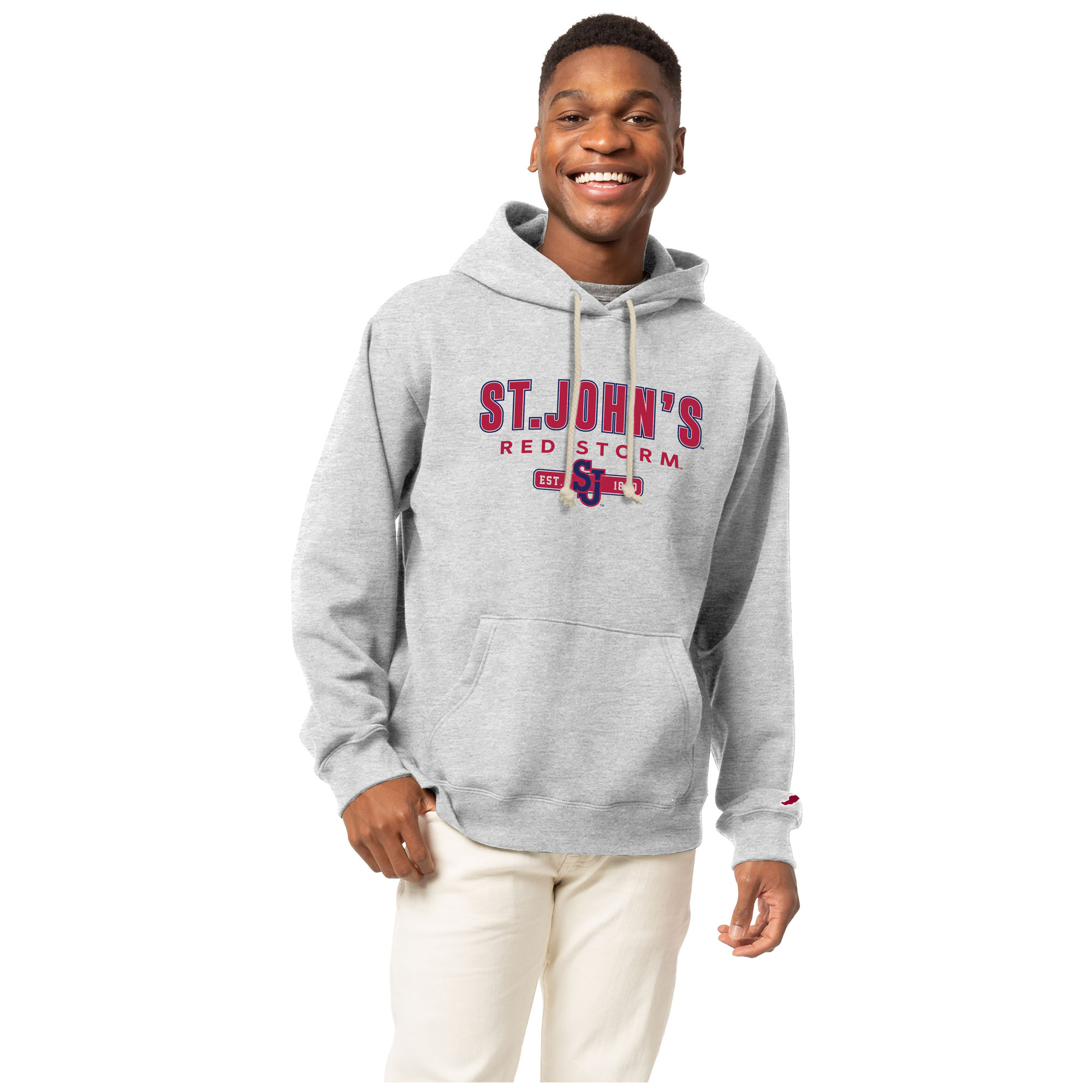 Men's League Collegiate Wear Heather Gray St. John's Red Storm Essentials 2.0 Fleece Pullover Hoodie