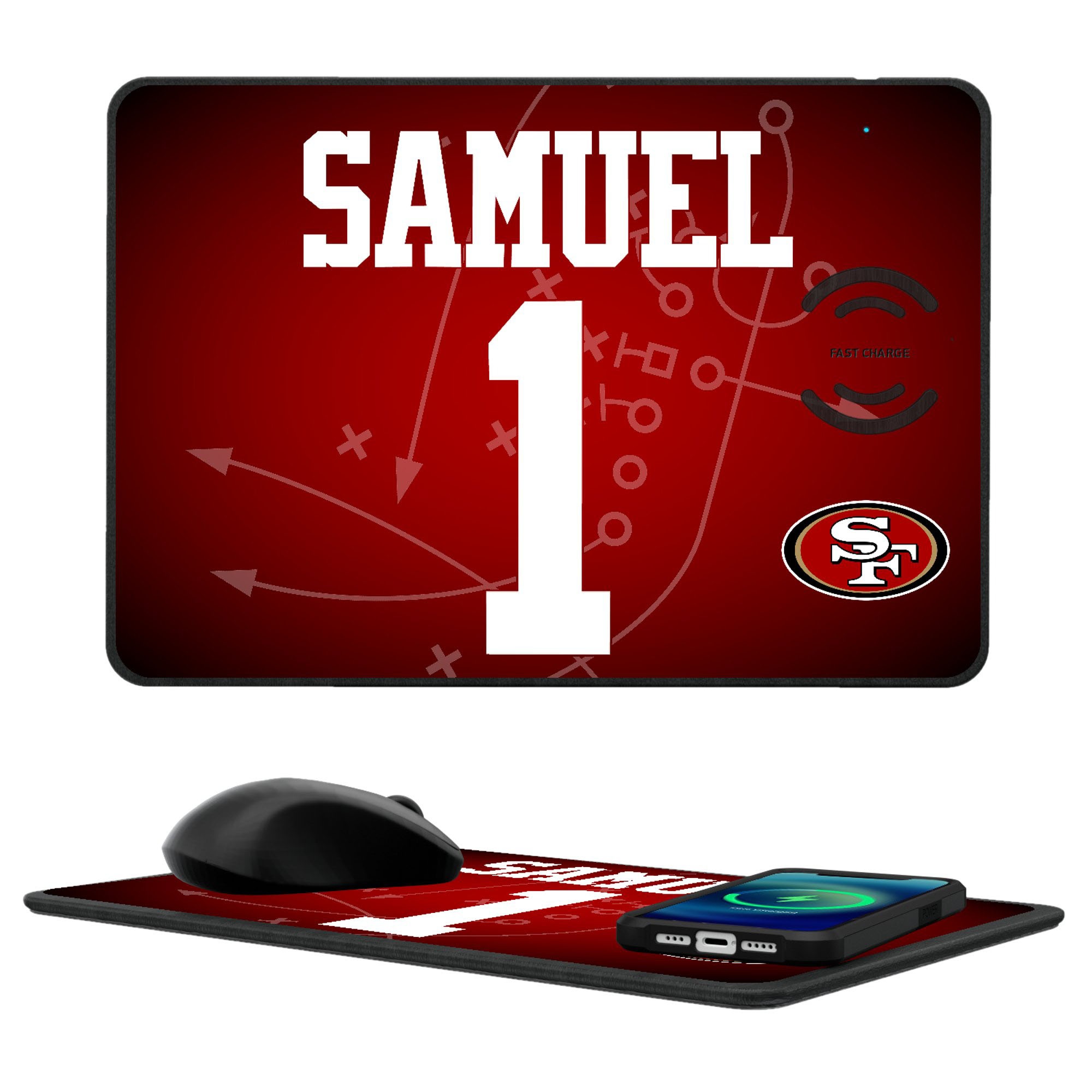 Keyscaper Deebo Samuel Sr San Francisco 49ers Wireless Charger and Mouse Pad