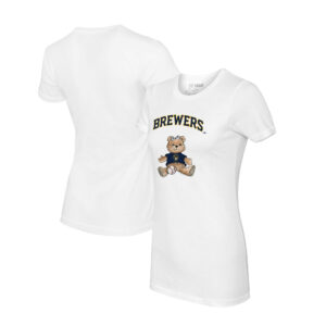 Women's Tiny Turnip White Milwaukee Brewers Girl Teddy T-Shirt