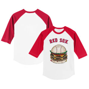 Infant Tiny Turnip White/Red Boston Red Sox Burger Raglan 3/4 Sleeve T-Shirt