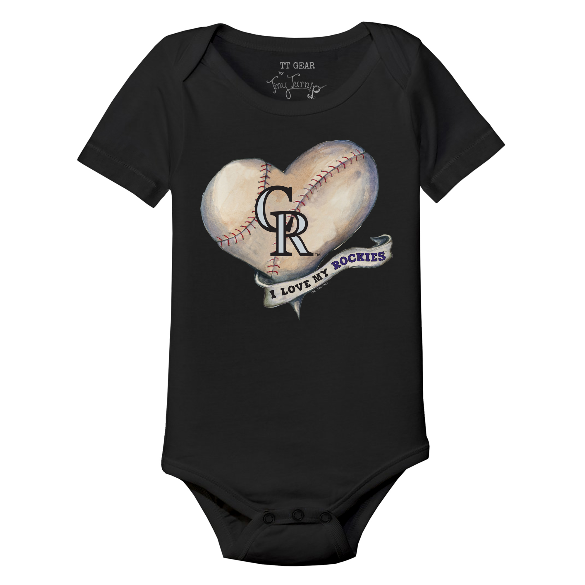 Infant Tiny Turnip Black Colorado Rockies Heart Banner Bodysuit - Image 9
