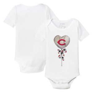 Infant Tiny Turnip White Cincinnati Reds Heart Lolly Bodysuit