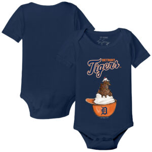 Infant Tiny Turnip Navy Detroit Tigers Sundae Helmet Bodysuit
