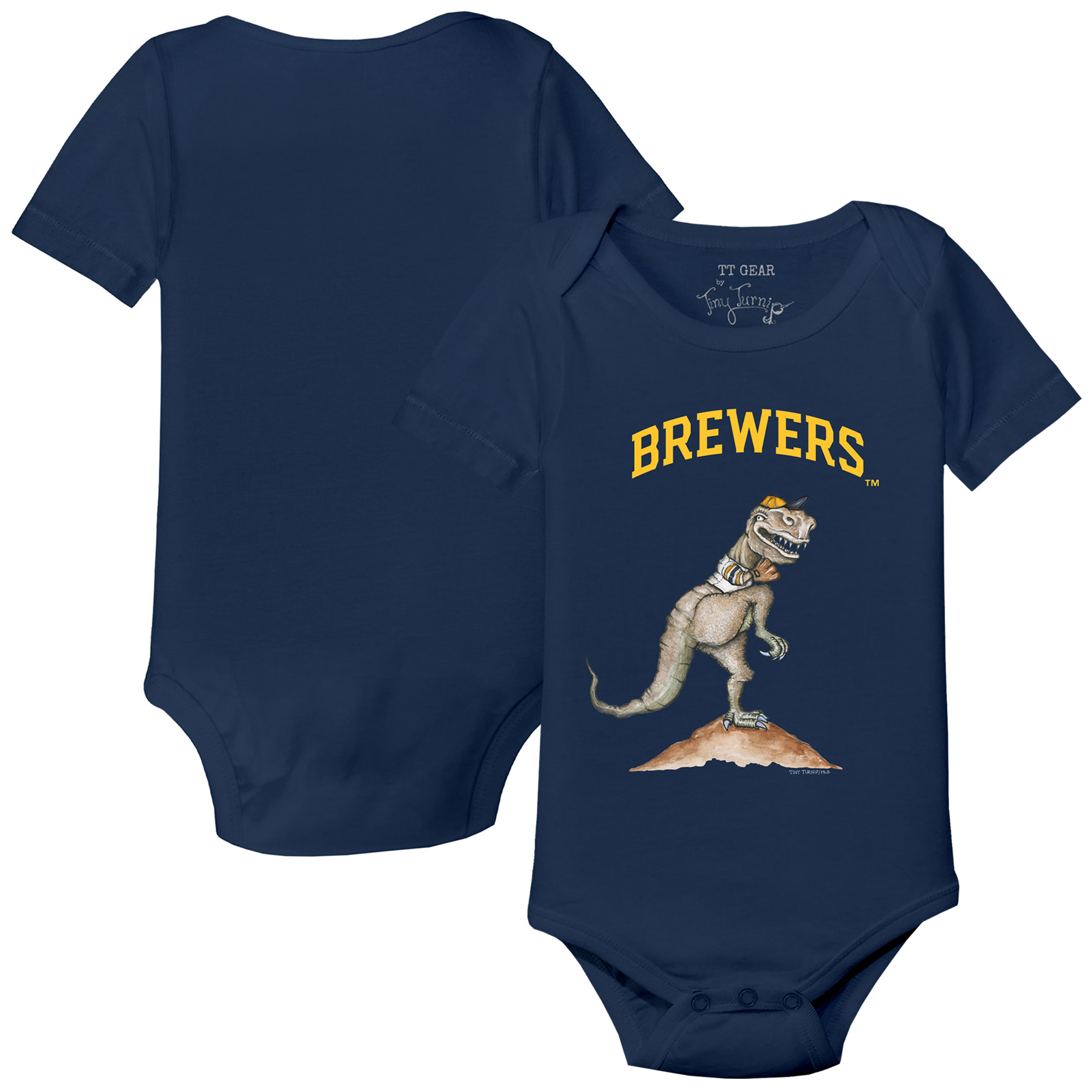 Infant Tiny Turnip Navy Milwaukee Brewers TT Rex Bodysuit - Image 5