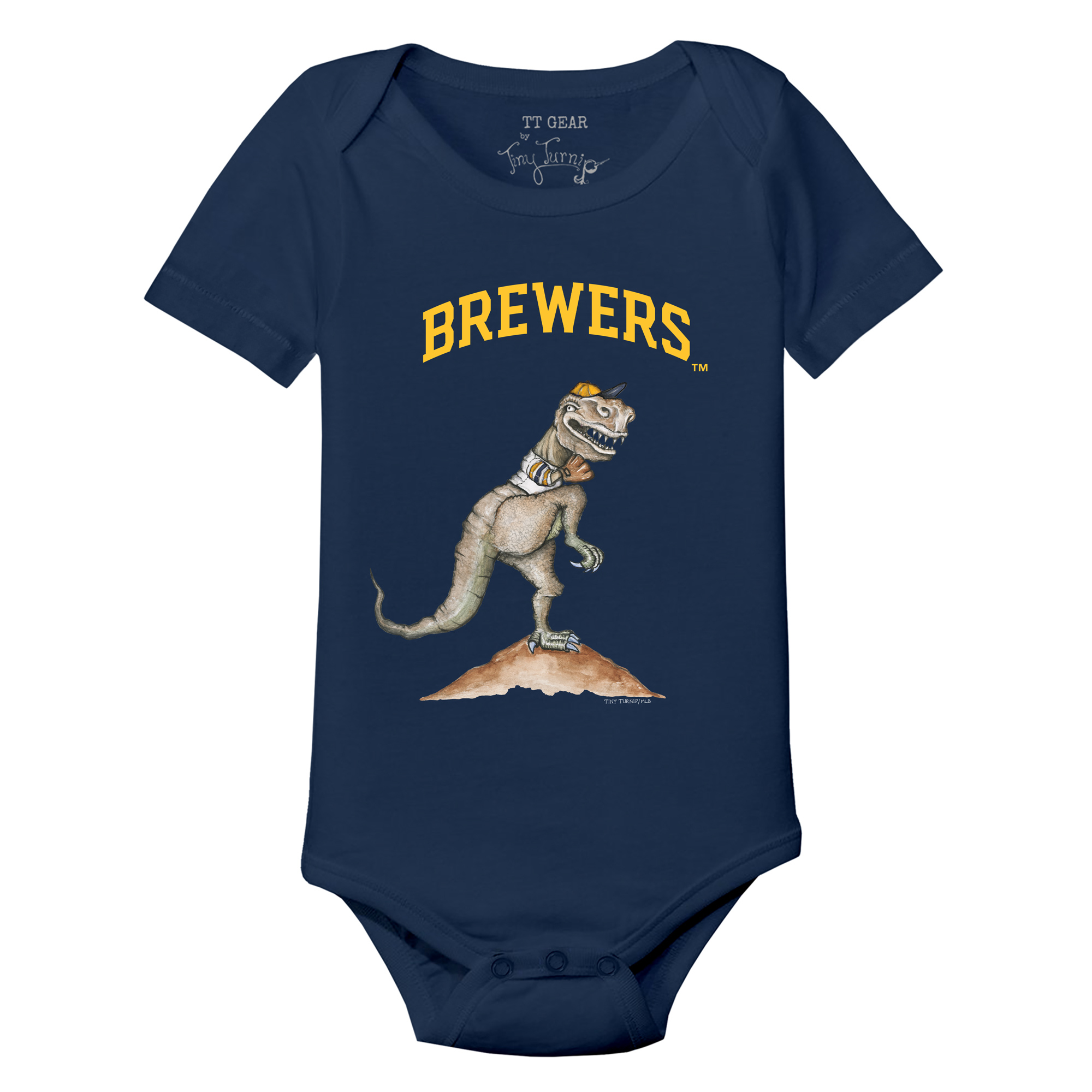 Infant Tiny Turnip Navy Milwaukee Brewers TT Rex Bodysuit - Image 6