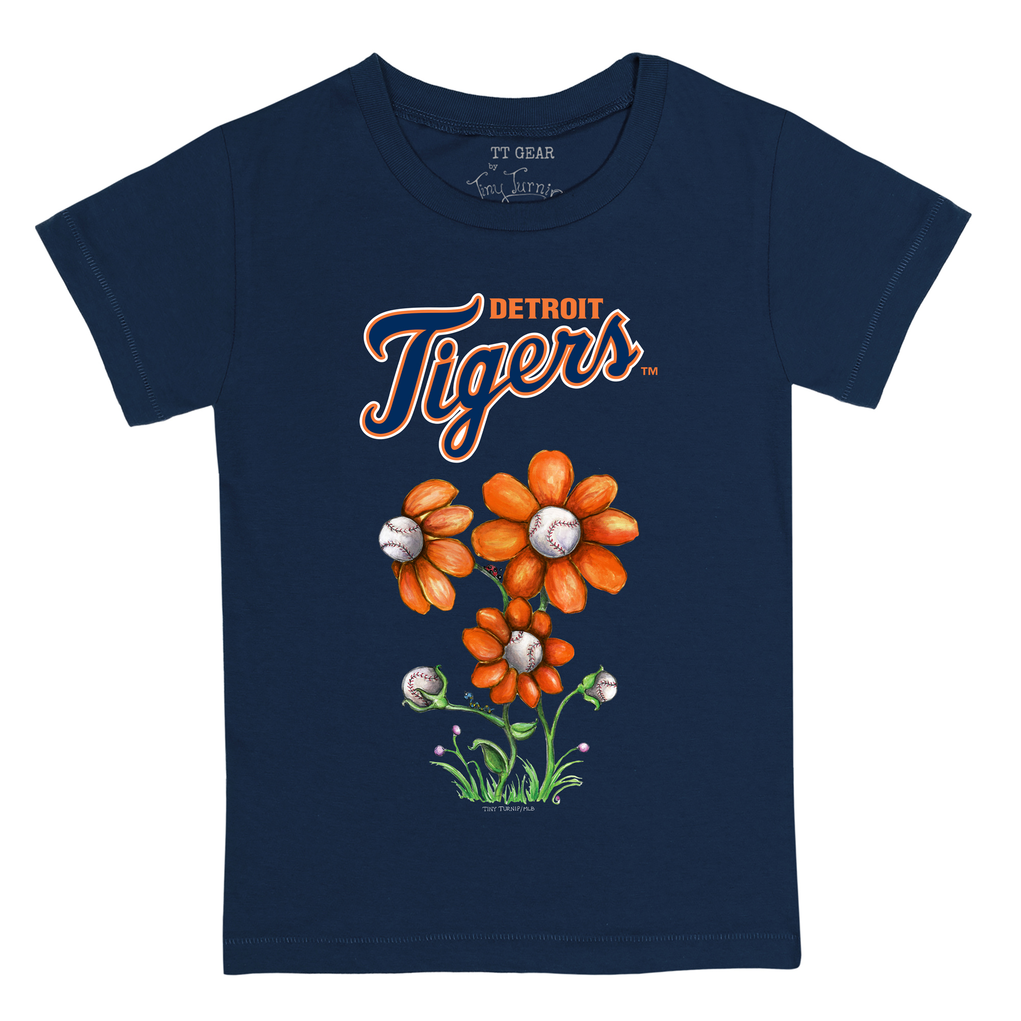 Toddler Tiny Turnip Navy Detroit Tigers Blooming Baseballs T-Shirt - Image 6