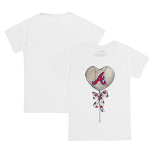 Toddler Tiny Turnip White Atlanta Braves Heart Lolly T-Shirt