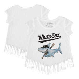 Girls Toddler Tiny Turnip White Chicago White Sox Shark Fringe T-Shirt