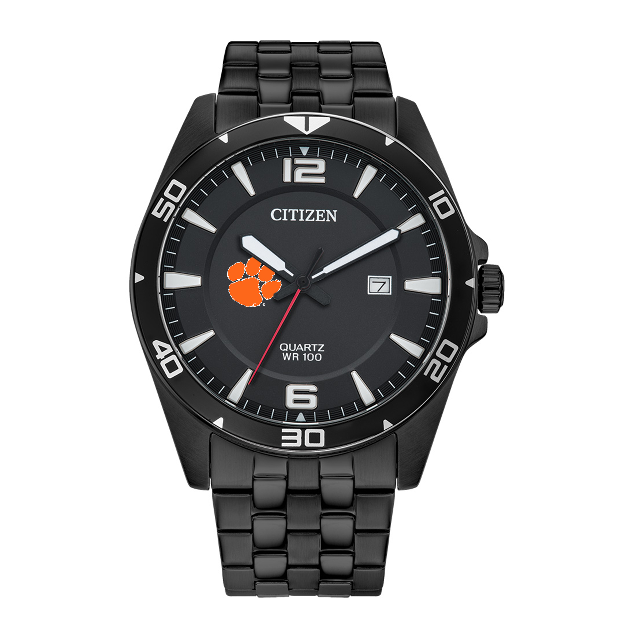 Men’s Clemson Tigers Citizen Quartz Black-Tone Stainless Steel Watch