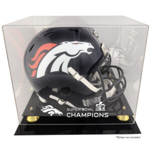 Denver Broncos Golden Classic Helmet Super Bowl 50 Champions Logo Display Case