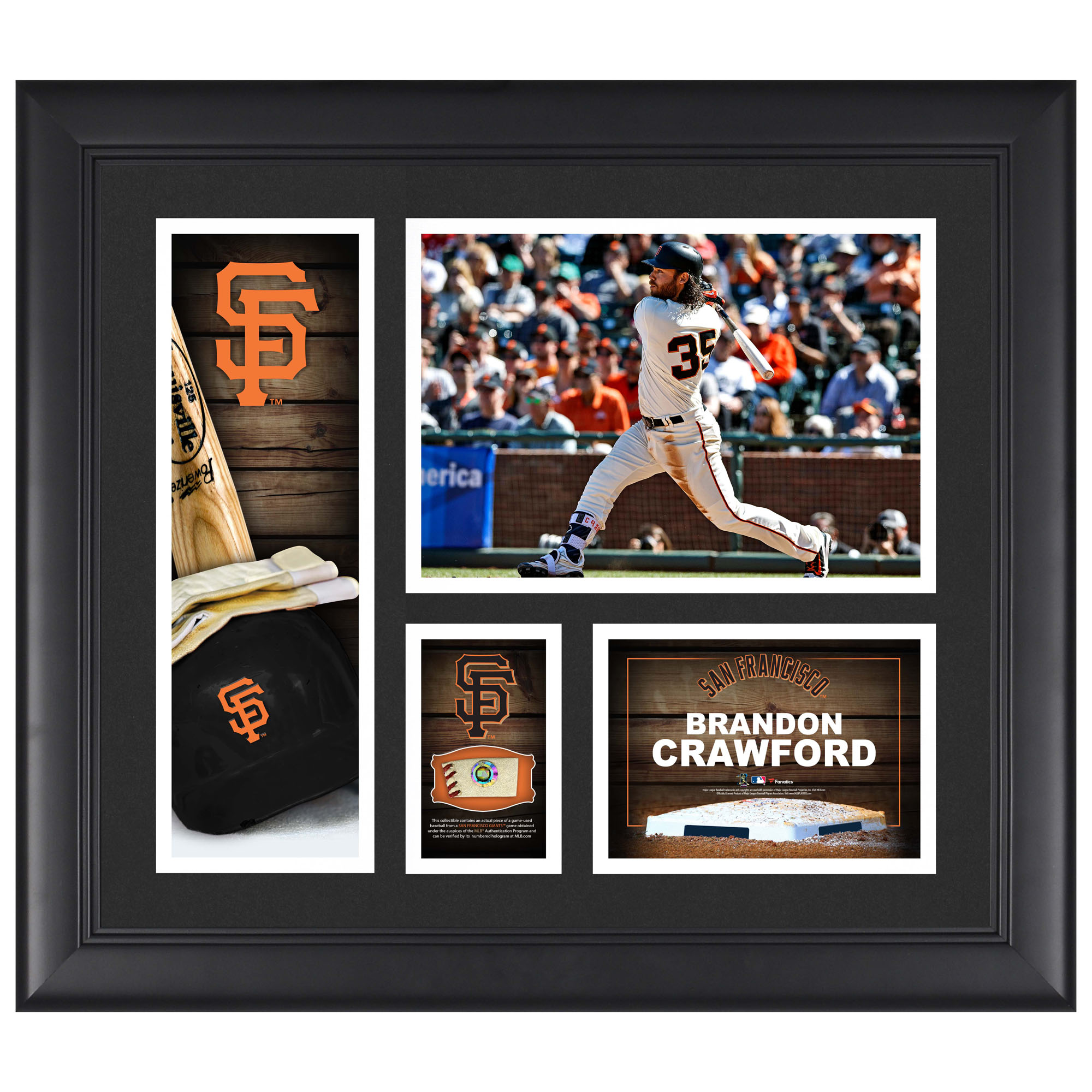 Brandon Crawford San Francisco Giants Framed 15" x 17" Player Collage with a Piece of Game-Used Ball