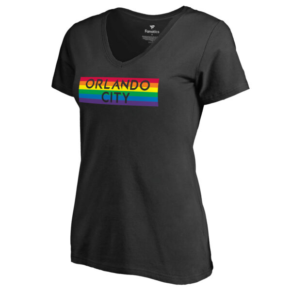 Women's Black Orlando City SC Pride Wordmark V-Neck T-Shirt