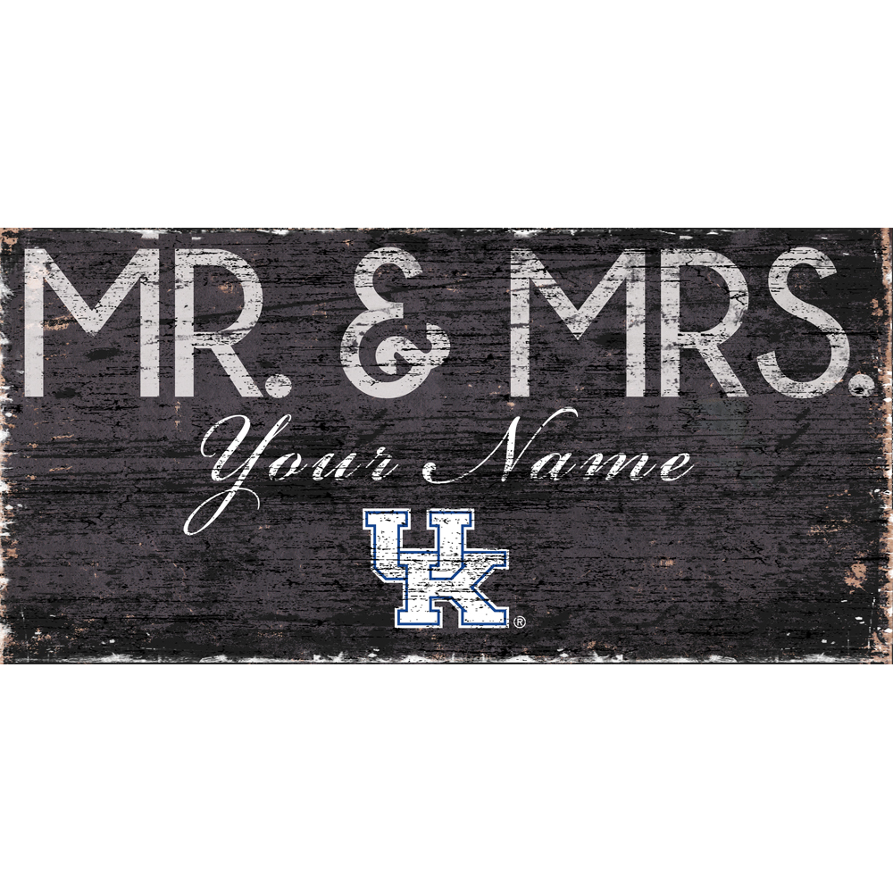Kentucky Wildcats 12" x 6" Personalized Mr. & Mrs. Sign