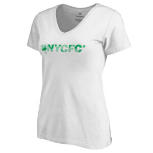 Women's White New York City FC St. Patrick's Day Lucky V-Neck T-Shirt