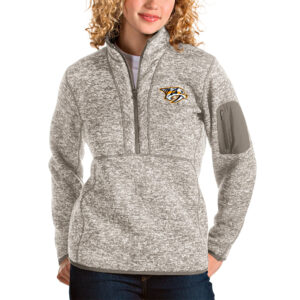 Women's Antigua Oatmeal Nashville Predators Fortune Half-Zip Sweatshirt