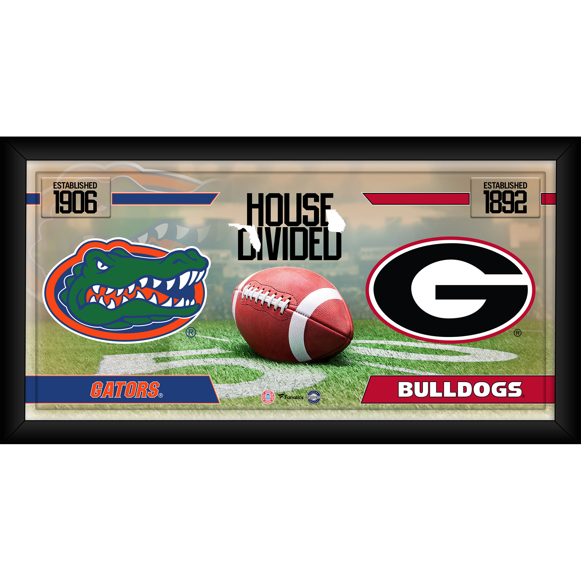 Florida Gators vs. Georgia Bulldogs Framed 10" x 20" House Divided Football Collage