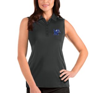Women's Antigua Charcoal Memphis Tigers Tribute Sleeveless Polo