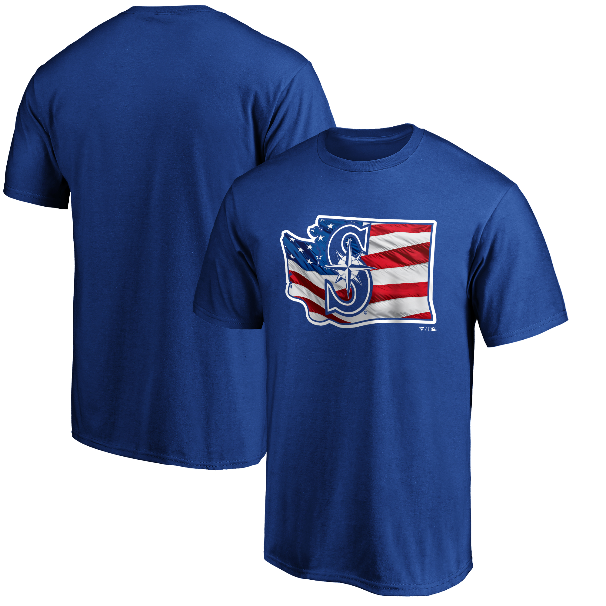 Men's Royal Seattle Mariners Team Banner State T-Shirt - Image 5