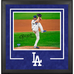 Clayton Kershaw Los Angeles Dodgers Deluxe Framed Autographed 16" x 20" 2020 MLB World Series Champions Pitching Photograph