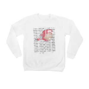 Youth White Sacred Heart Pioneers Bold Type Pullover Sweatshirt