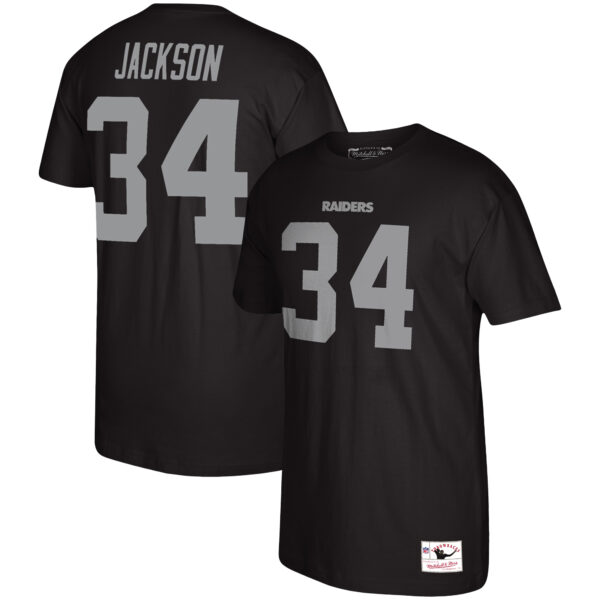Men's Mitchell & Ness Bo Jackson Black Los Angeles Raiders Retired Player Name & Number T-Shirt