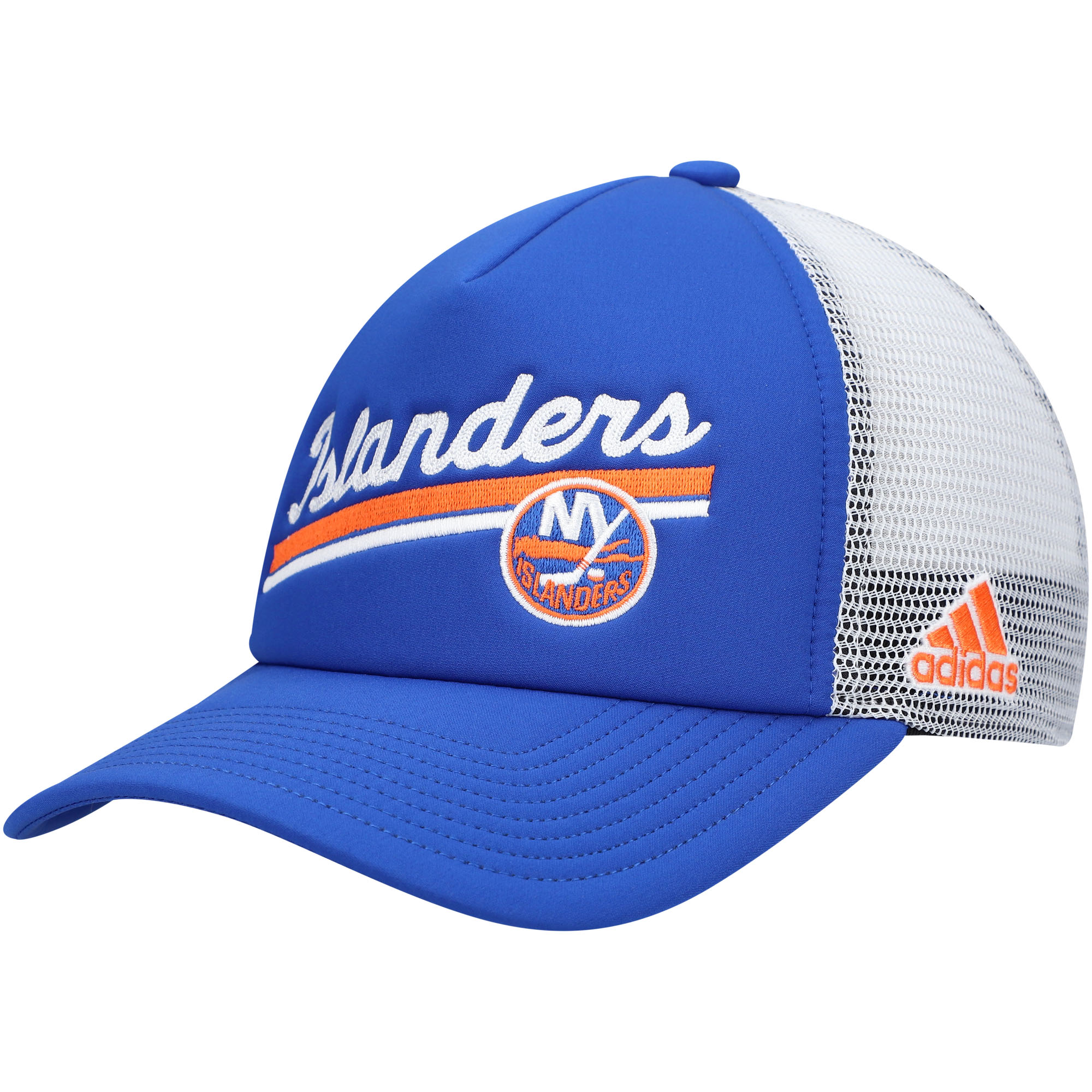 Women's adidas Royal/White New York Islanders Foam Trucker Snapback Hat - Image 6