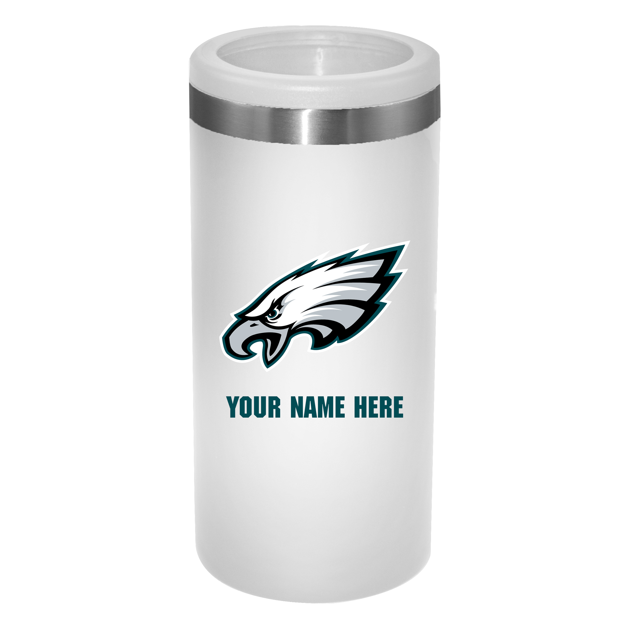 White Philadelphia Eagles 12oz. Personalized Slim Can Holder