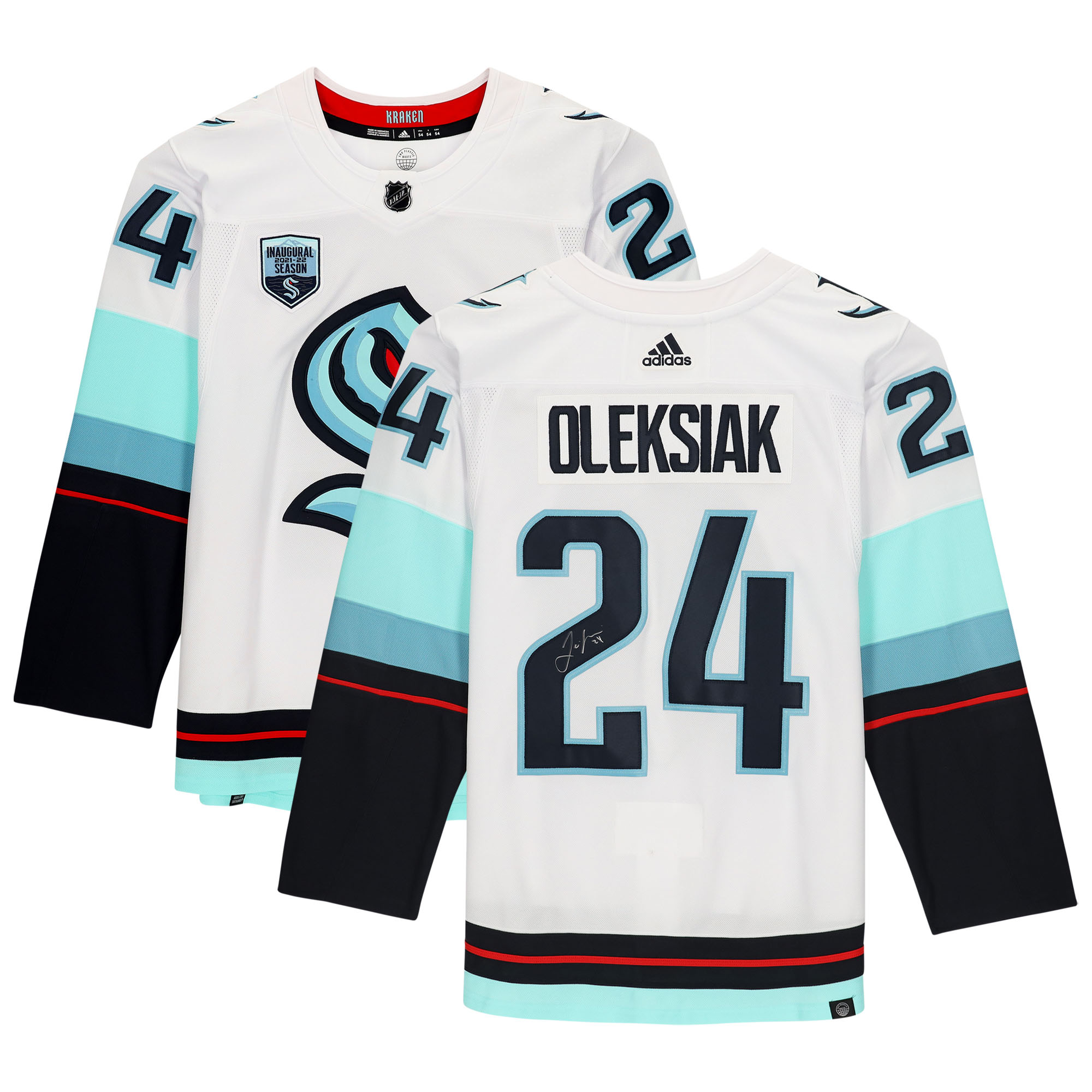 Jamie Oleksiak White Seattle Kraken Autographed adidas Authentic Jersey with Inaugural Season Jersey Patch - Image 2