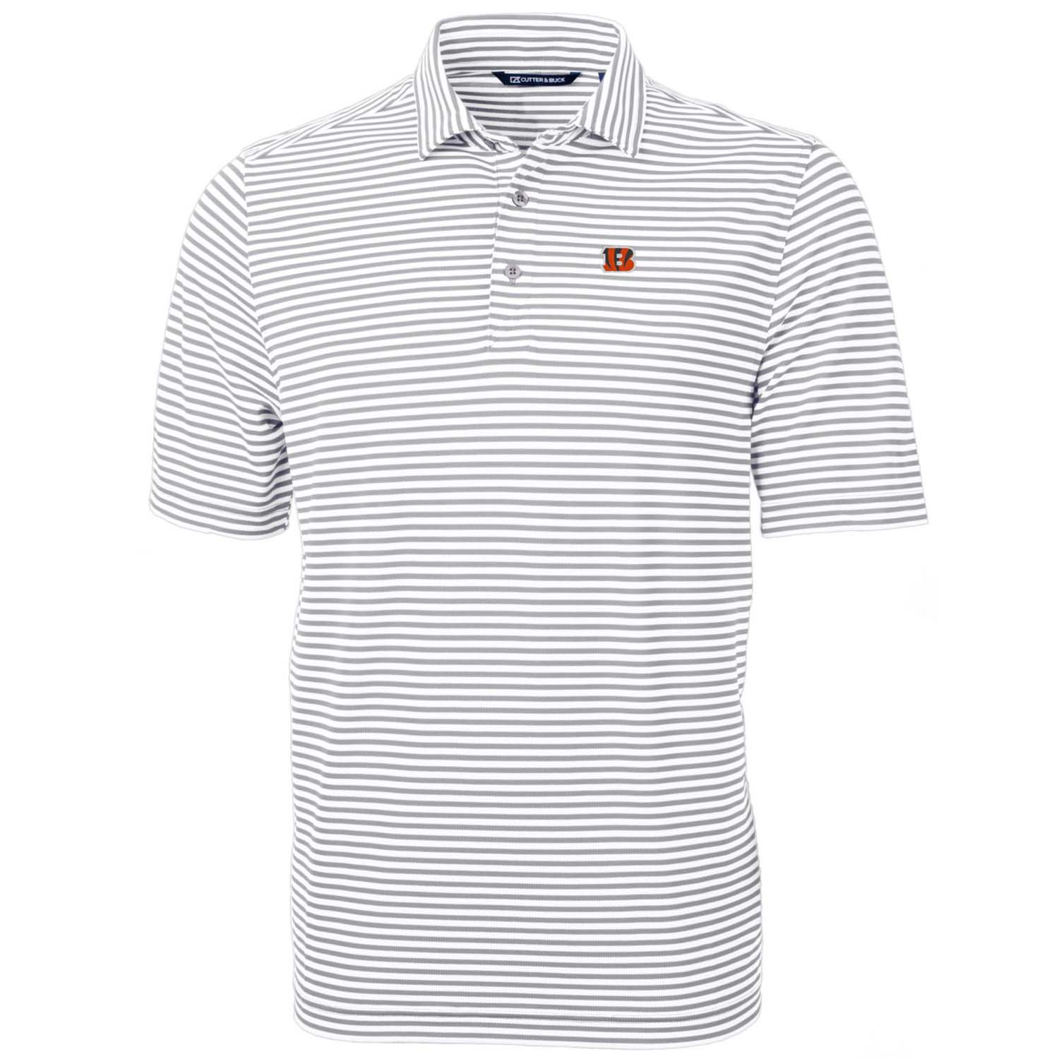Men's Cutter & Buck White Cincinnati Bengals Big & Tall Virtue Eco Pique Stripe Recycled Polo