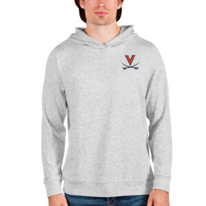 Men's Antigua Heathered Gray Virginia Cavaliers Absolute Pullover Hoodie