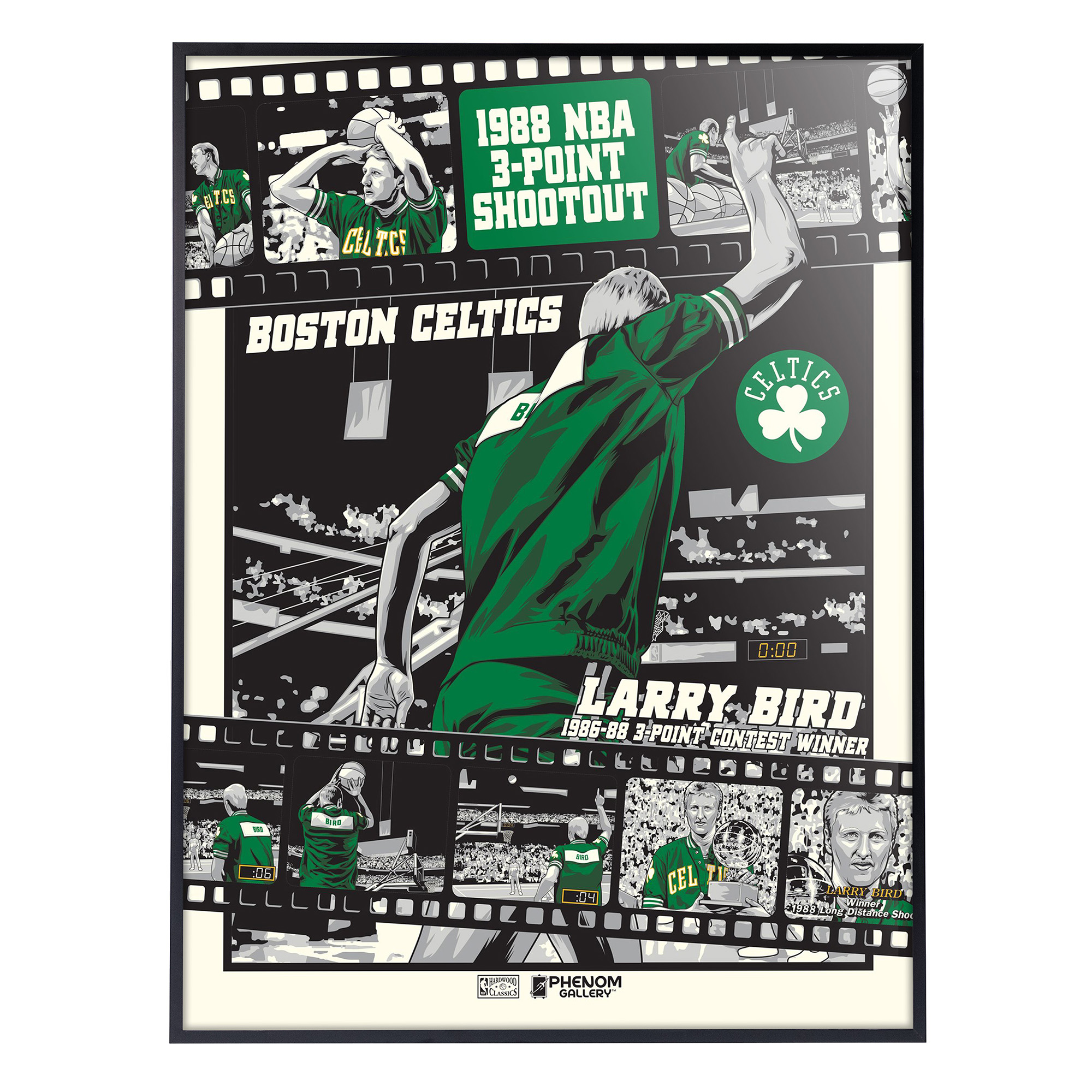 Phenom Gallery Larry Bird Boston Celtics 18'' x 24'' Deluxe Framed Serigraph Print