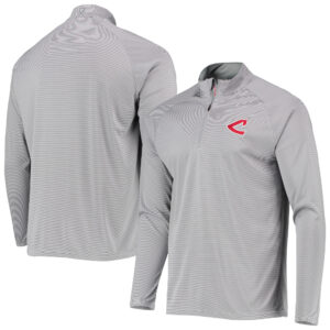 Men's Levelwear Gray Cleveland Guardians Orion Raglan Quarter-Zip Pullover Top