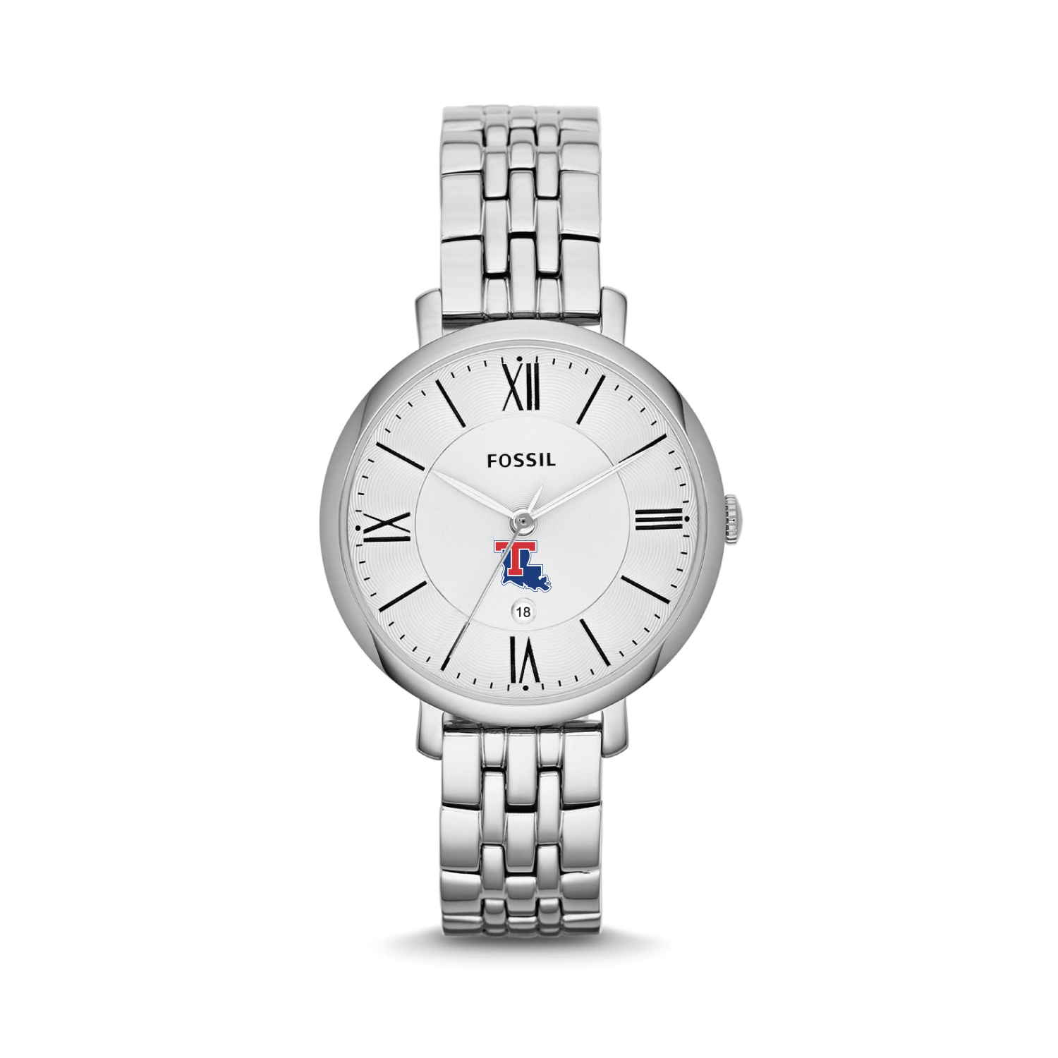 Women's Fossil Silver Louisiana Tech Bulldogs Jacqueline Stainless Steel Watch