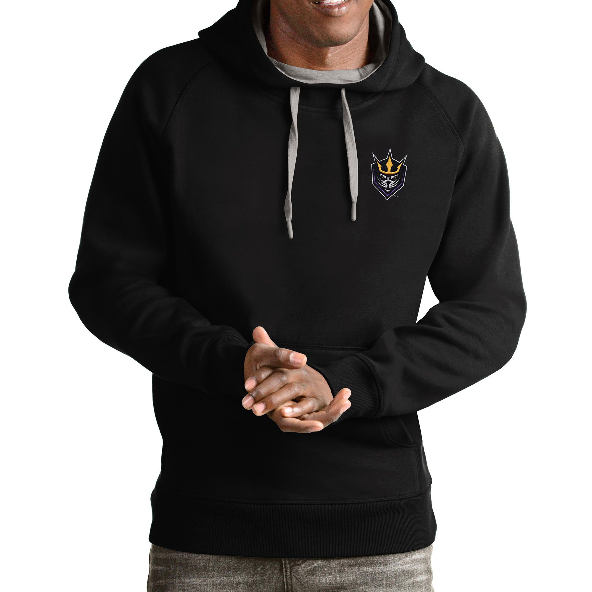 Men's Antigua Black San Diego Seals Victory Pullover Hoodie