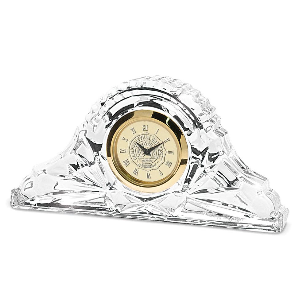 Gold Campbellsville Tigers Crystal Clock