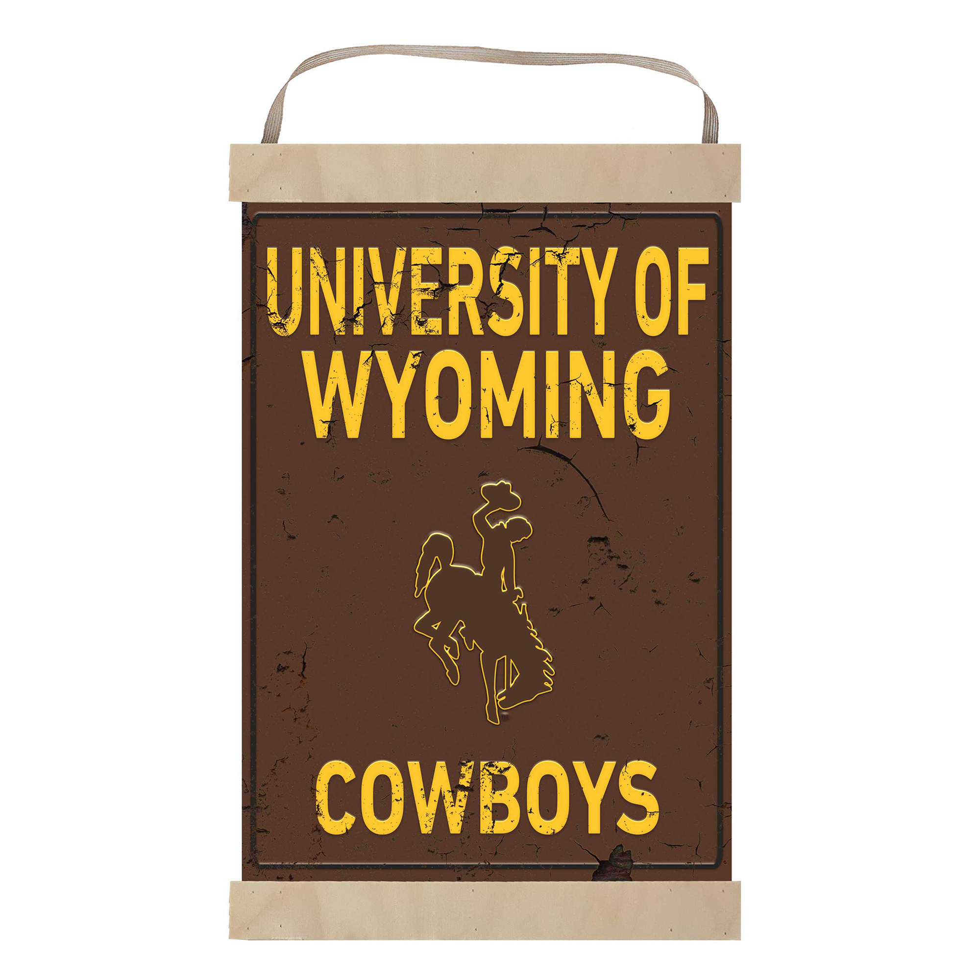 Wyoming Cowboys Faux Rust Banner Sign