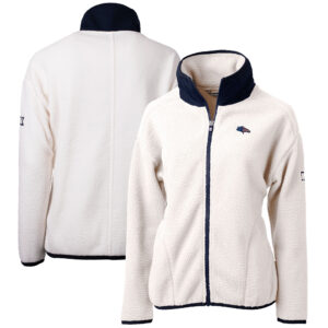 Women's Cutter & Buck Cream Denver Broncos Cascade Eco Sherpa Fleece Full-Zip Jacket